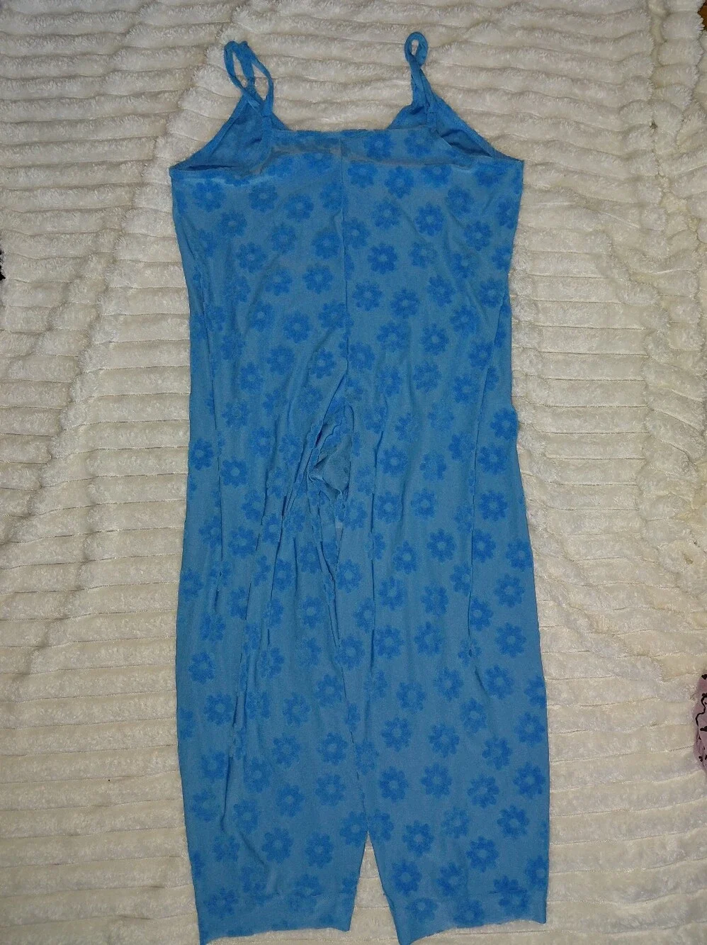 Floral Groovey Blue Towel Bathingsuit Cover Romper - Picture 3 of 5